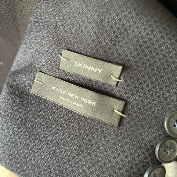 Marc New York Andrew Marc mens blazer NEW size 20 skinny black blue - Picture 2 of 8